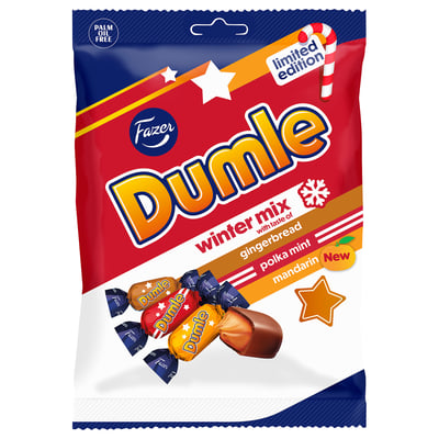 DUMLE Chocolate covered toffees, gingerbread/mint, 180 g