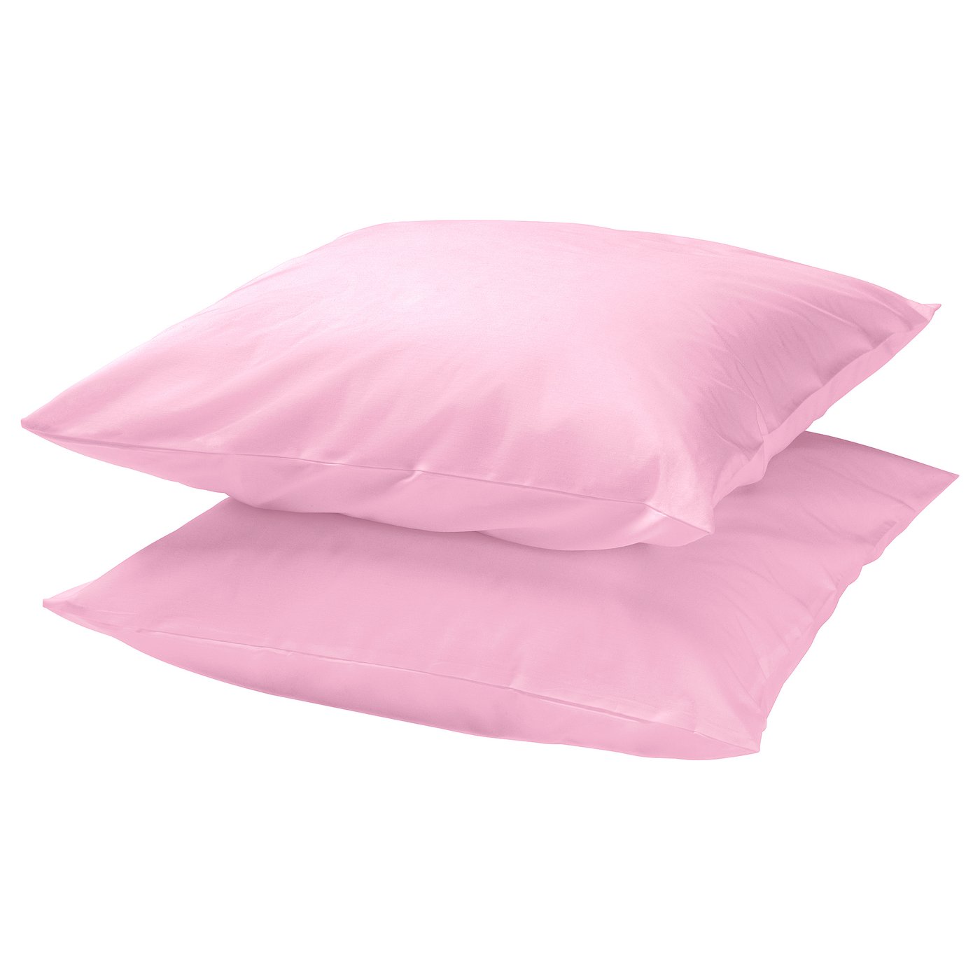 Two soft pink, rectangular DVALA pillowcases stacked, made of 100% cotton.