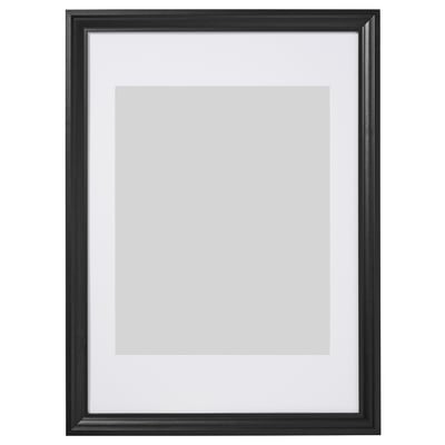 EDSBRUK black photo frame, traditional design, rectangular shape, with plastic front protection.