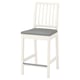 EKEDALEN barstool: white, cushioned seat, vertical back, sturdy wood.