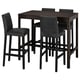 Option: Modern black dining set with 4 stools & table, cushioned seats.