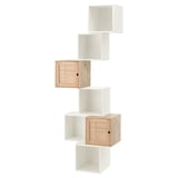 EKET shelves: modern white stackable set with light wood boxes, clean lines, for versatile storage.
