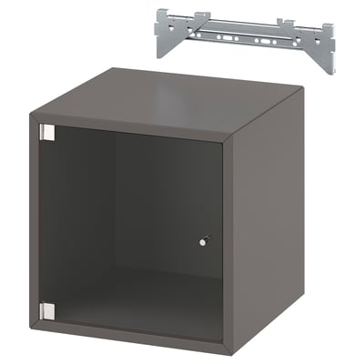 EKET Wall cabinet with glass door, dark grey, 35x35x35 cm