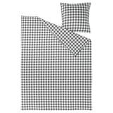 Black & white checkered duvet and pillow set in organic cotton with zipper closure.