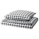 Option: Black and white checkered bedding set with zippers, made of organic cotton.