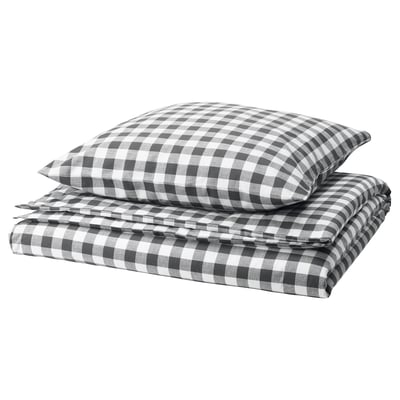 Black & white checkered bedding set in gingham, organic cotton.
