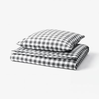 EKTANDVINGE grey-white gingham duvet set, organic cotton.