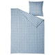 EKTANDVINGE Duvet cover and pillowcase, dark blue white/check, 140x200/80x80 cm