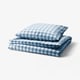 EKTANDVINGE Duvet cover and pillowcase, dark blue white/check, 140x200/80x80 cm