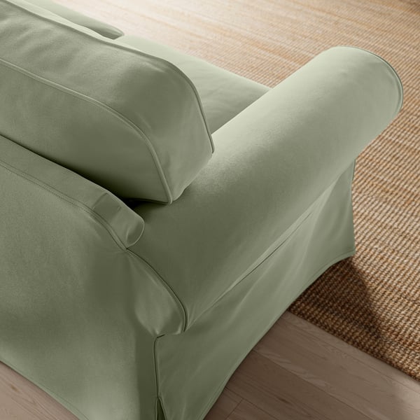 EKTORP 3-seat sofa with chaise longue, Hakebo grey-green