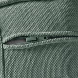Close-up of a soft, gray fabric with a zipper pull, showing a high-quality, plush texture and sturdy zipper detail.
