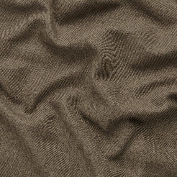 Close-up of folded brown plaid fabric, smooth texture, high quality.