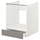 Option: White ENHET oven cabinet with grey drawer, modern design, metal rails, 10-year guarantee.
