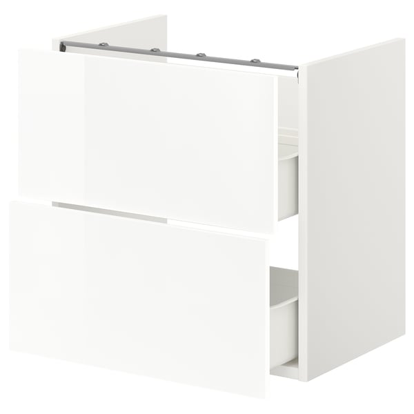 White ENHET bathroom cabinet with two drawers.