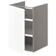 Grey ENHET bathroom cabinet with one shelf and a wipe-clean glossy white door, offering organized storage.