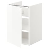 ENHET white bathroom cabinet, narrow design, glossy door, three shelves, modern, easy clean.