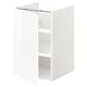 Option: ENHET white bathroom cabinet, narrow design, glossy door, three shelves, modern, easy clean.