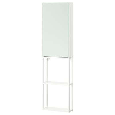 ENHET: white cabinet with light green door, metal shelves, vertical design.