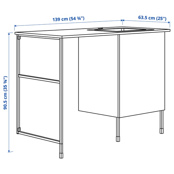 ENHET Storage combination, white, 139x63.5x90.5 cm