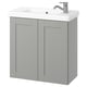 ENHET grey vanity: modern, wall-mounted with white basin, smooth ceramic top, grey framed doors.