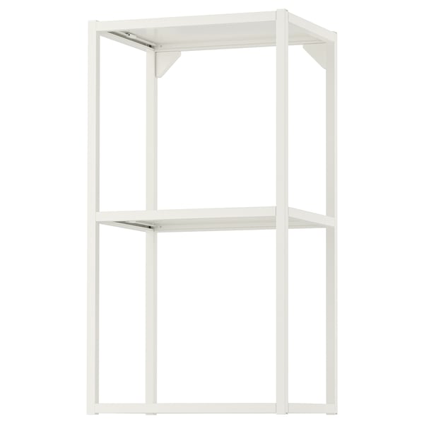 Open ENHET storage frame in white with 2 shelves. Modern, minimalist design. Made of steel with powder coating.