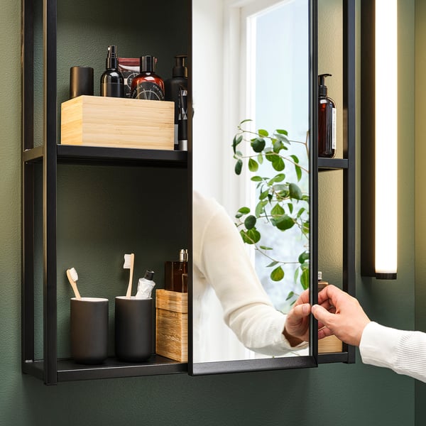 ENHET Wall frame with shelves, anthracite, 60x15x75 cm