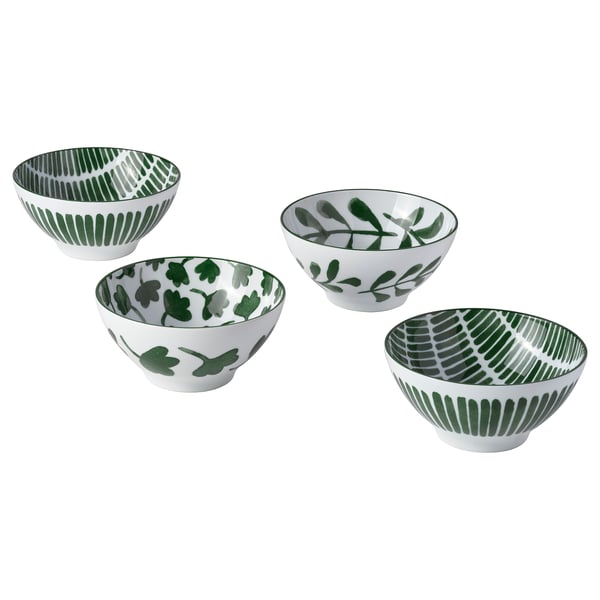 ENTUSIASM Bowl, patterned/green, 12 cm