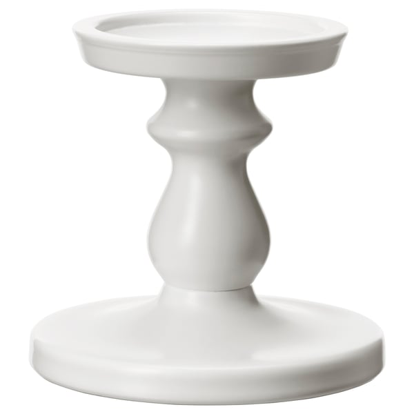 ERSÄTTA white candle holder, round, classic design with smooth curves.