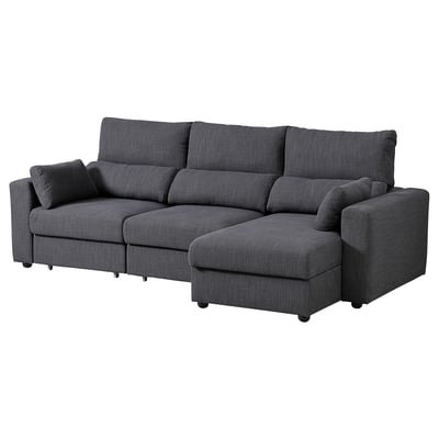 Grey ESKILSTUNA sofa, comfy & adjustable design with high back, fabric & wooden structure.