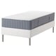 Option: Espevar/vagstranda foam mattress in white/blue on white base with silver legs.