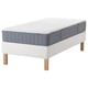 Option: White IKEA bed with light blue mattress, pocket springs, foam, removable cover, white frame, wooden legs.