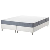 A grey espevär mattress on a white bed frame.