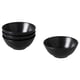 Stack of four FÄRGKLAR black stoneware bowls with simple design.