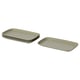 Two stacks of four light green rectangular FÄRGKLAR plates, made of stoneware with a smooth, simple design.
