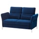 Blue FAMMARP sofa, contemporary design with adjustable headrests, velvet upholstery, chrome legs.
