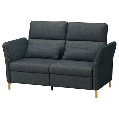 Modern grey FAMMARP sofa, sleek design, fabric & wood, adjustable.