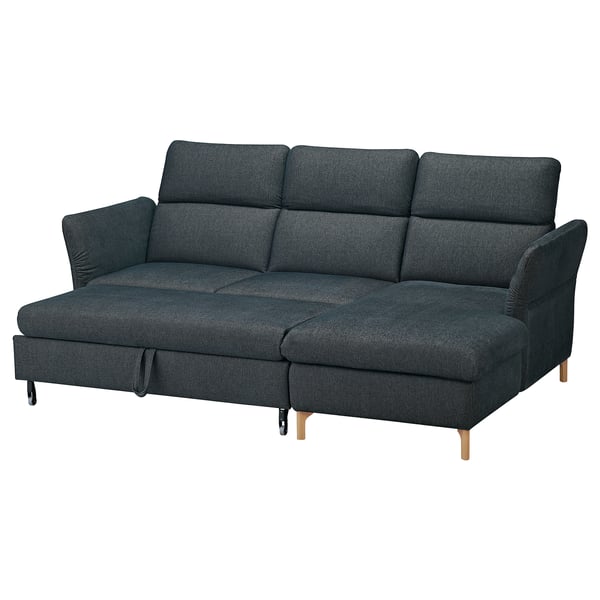 FAMMARP dark gray sofa with adjustable headrests and wooden legs.