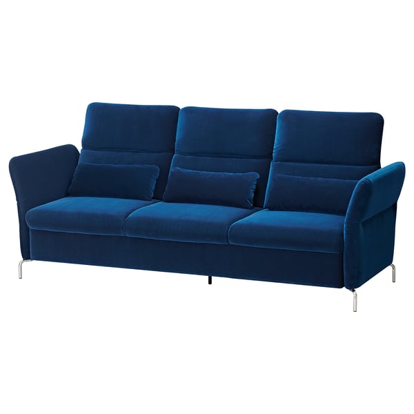 Blue velvet FAMMARP sofa with adjustable cushions