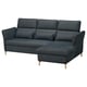 Option: FAMMARP navy sofa with gray patterns, wooden legs, adjustable headrests, l-shaped for comfort.