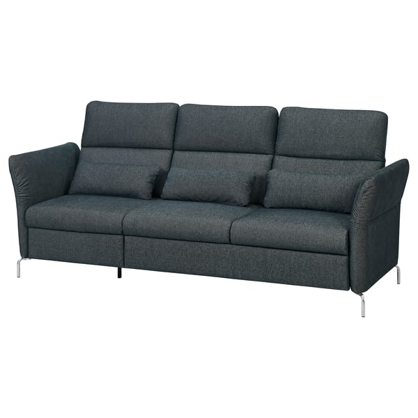 FAMMARP sofa. Dark green fabric, sleek design, adjustable headrests. Modern, comfortable look.