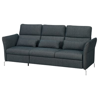 FAMMARP sofa. Dark green fabric, sleek design, adjustable headrests. Modern, comfortable look.