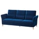 Option: Blue FAMMARP sofa, velvet, deep cushions, adjustable headrests and arms, wooden legs.