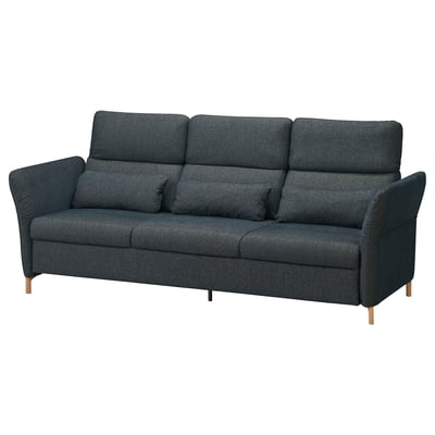 FAMMARP sofa: dark gray, fabric, modern, 3-seater with adjustable headrests.