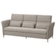 FAMMARP sofa: grey tweed, curved back, adjustable headrests, wooden legs.