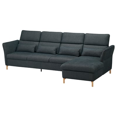 FAMMARP dark gray 3-seater sofa with chaise, modern design, adjustable parts, wooden legs.