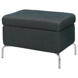 Dark grey FAMMARP footstool, square, with chrome legs.