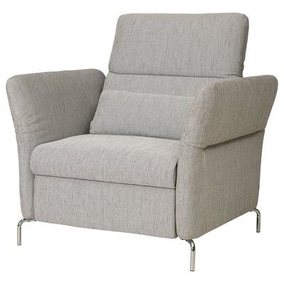A gray FAMMARP armchair with adjustable head and armrests on chrome legs.