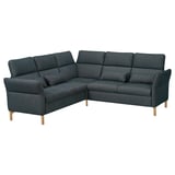 Dark grey FAMMARP sectional sofa, modern design, l-shape, soft fabric, wooden legs.