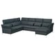 Option: Image shows FAMMARP l-shaped dark grey sofa with adjustable headrests for comfort.