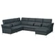 Dark gray sectional sofa, modern design, metal legs, plush cushions.
